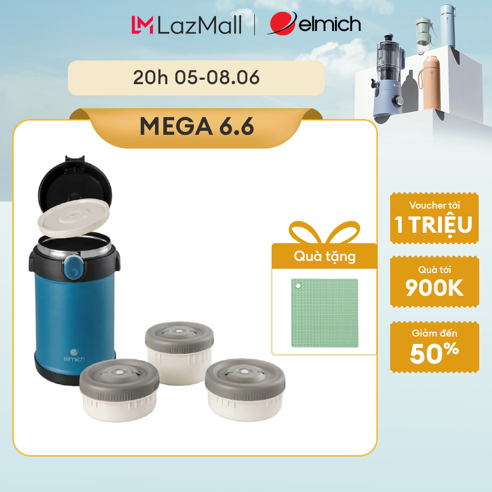(MEGA 6.6)Hộp cơm giữ nhiệt inox 304 Elmich EL8303 dung tích 2L