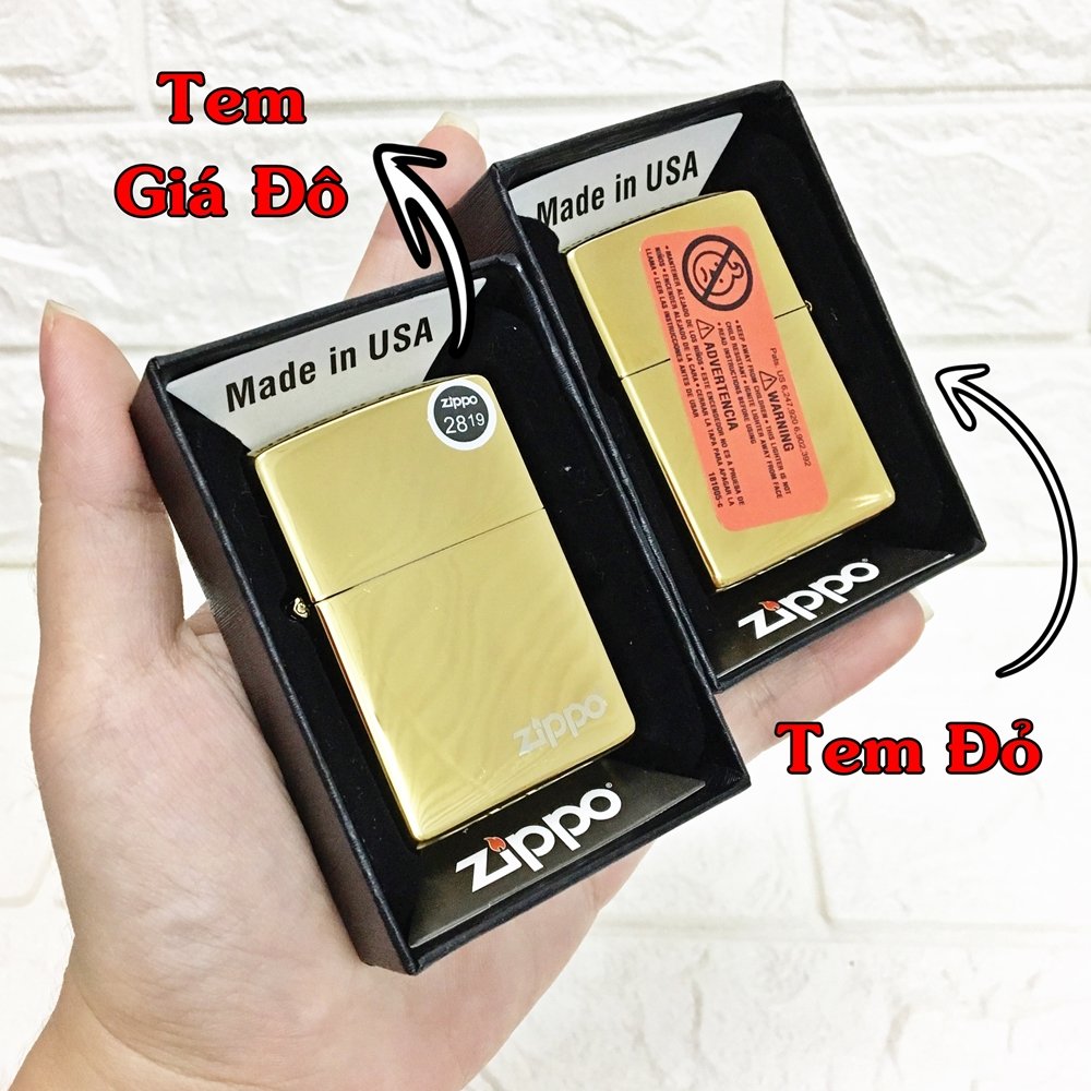 [HCM]BẬT LỬA ZIPPO USA TRƠN BÓNG - RUỘT USA (CÓ TEM ĐỎ VÀ TEM GIÁ ĐÔ) - (XÀI XĂNG) #VÀNG