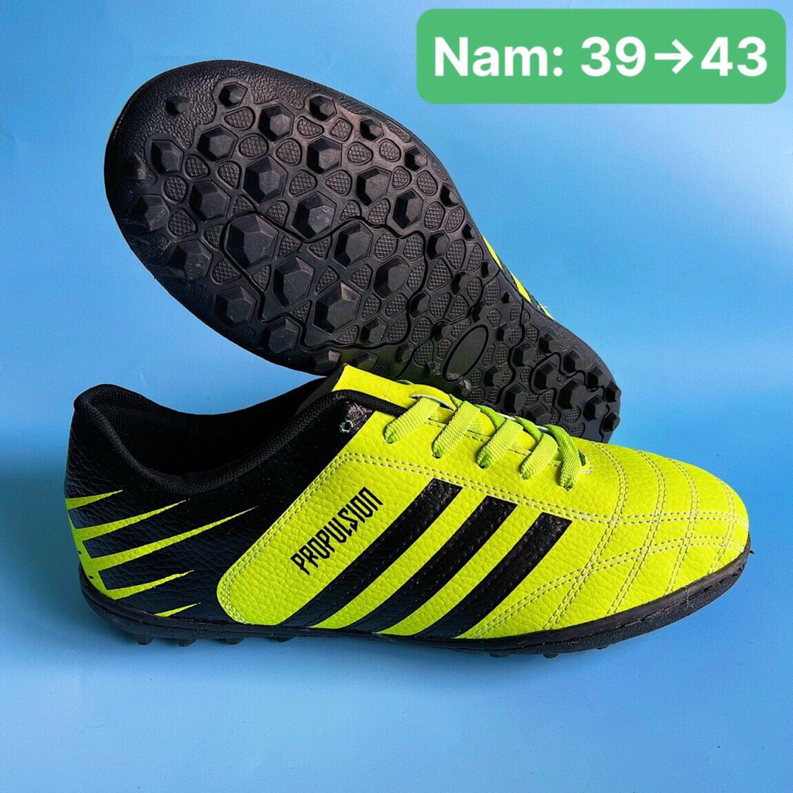 Giày đá banh, giày đá bóng CR7 khâu full đế màu xanh chuối