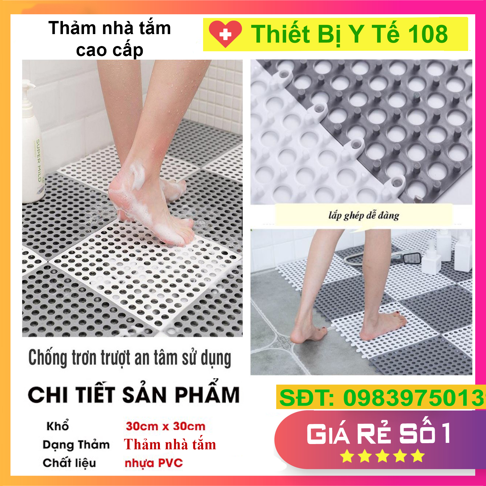 Tấm Lót Sàn Thảm Nhựa Chống Trơn Trượt Thảm Nhựa Lỗ Kháng Khuẩn Chống Trơn Trượt Thảm Lót Sàn Công Nhệ Nhật Bản