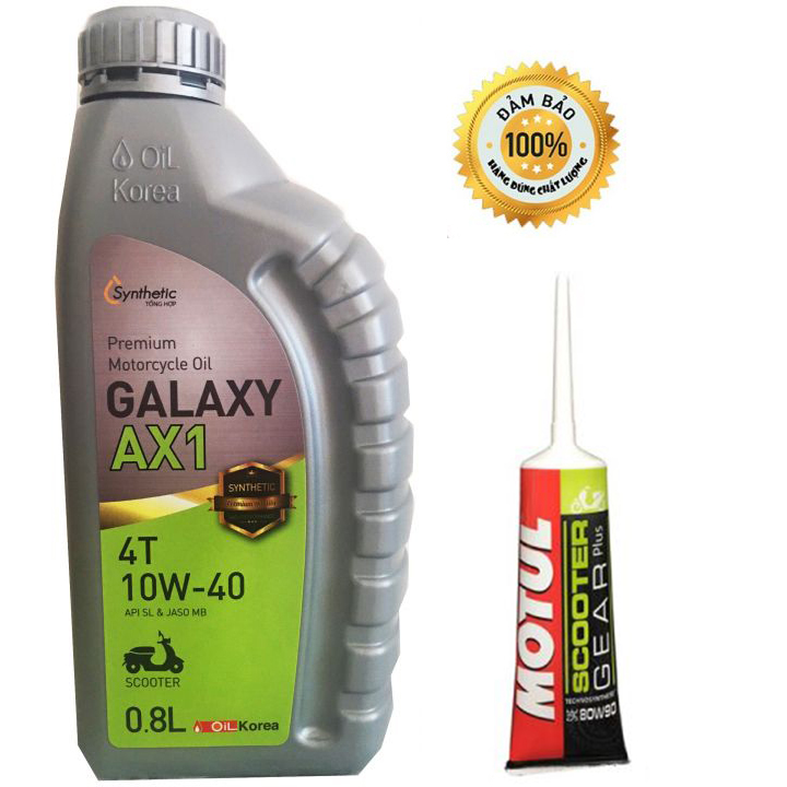 Nhớt xe máy tay ga galaxy ax1 cao cấp hàn quốc - 800ml - tặng nhớt láp motul