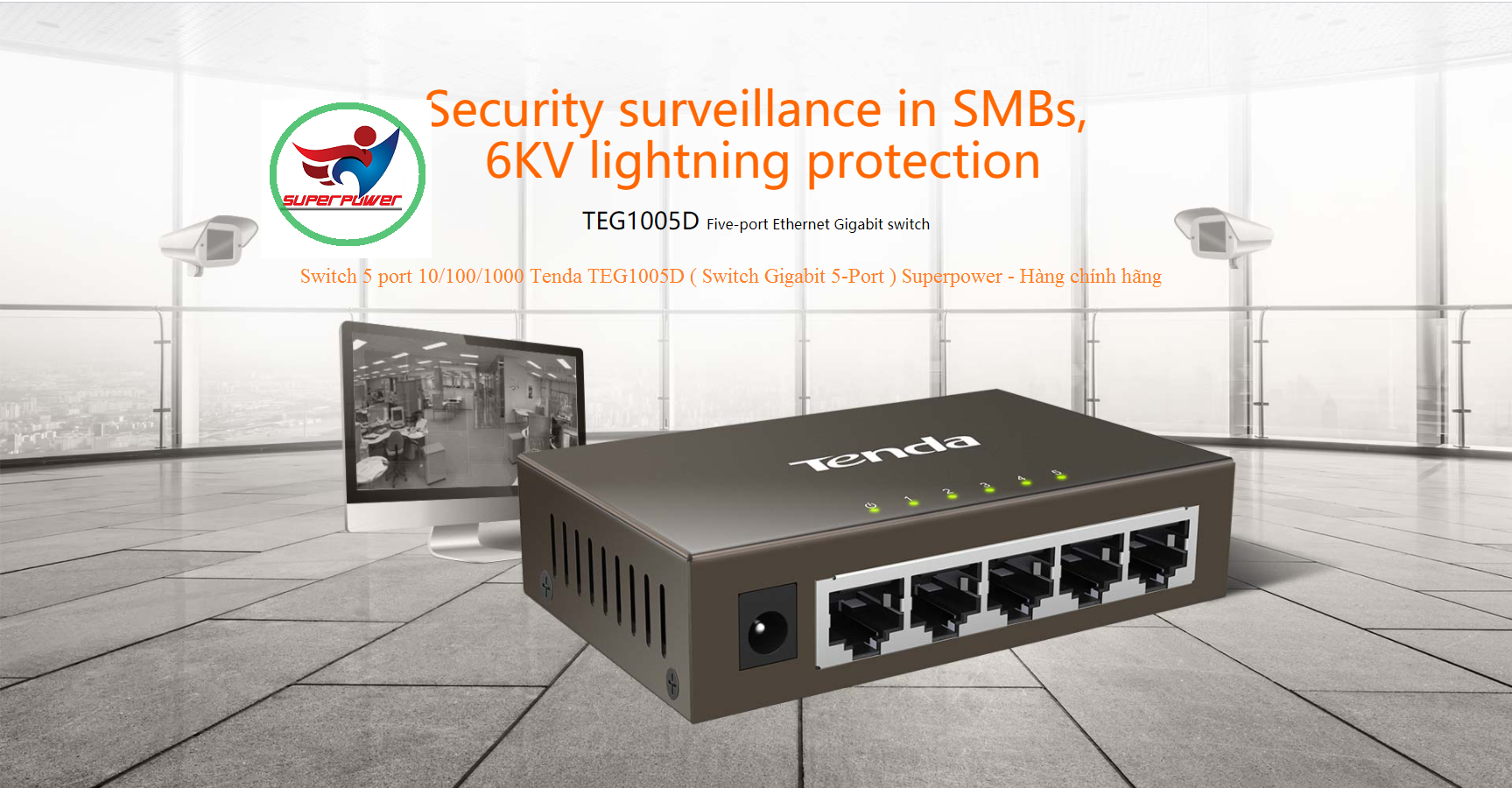 Switch 5 port 10/100/1000 tenda teg1005d superpower - hàng chính hãng