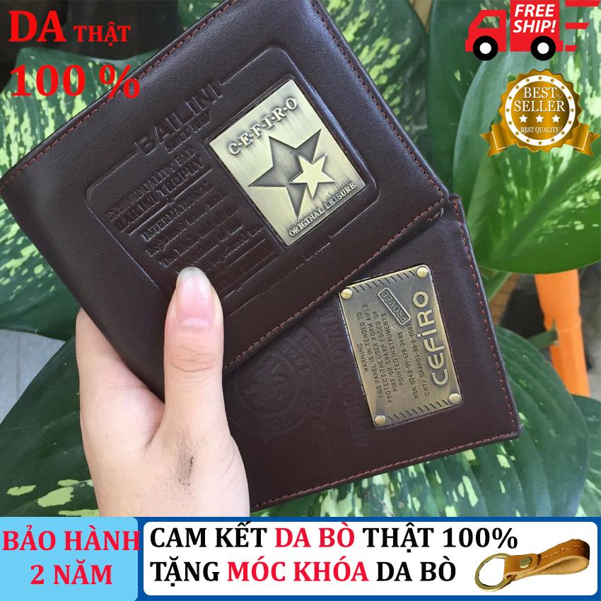 Ví nam da bò Cefiro, Bóp nam da bò, bóp da bò nam, ví da bò thật dành cho nam, ví ngang 3 ngăn [Cam kết da thật - Bảo hành 2 năm]