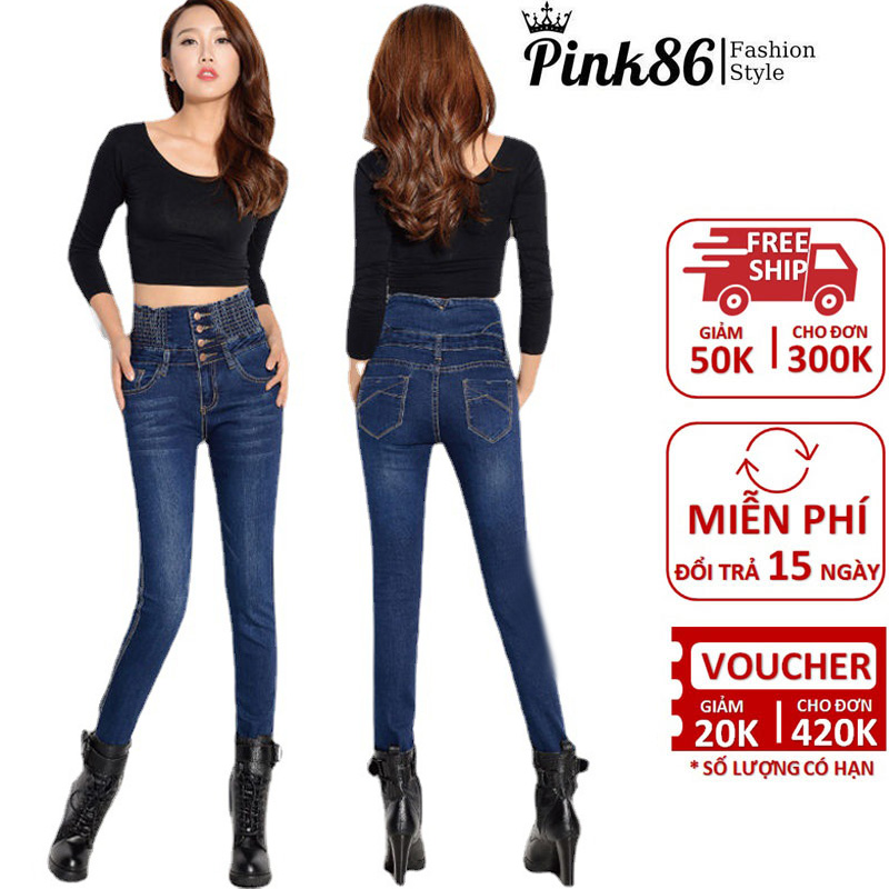Quần jean nữ lưng cao, co giãn thời trang QJ-001a