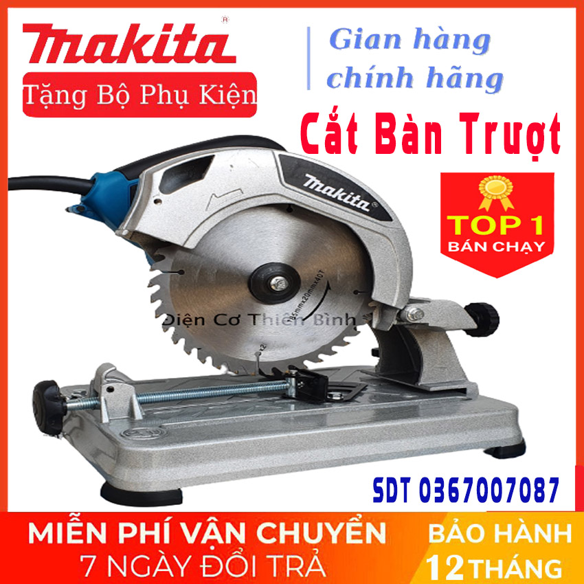 Máy cắt bàn mini trượt makita,máy cắt sắt gỗ nhôm đa năng bàn trượt mkt 1200w 185mm tặng đá cắt