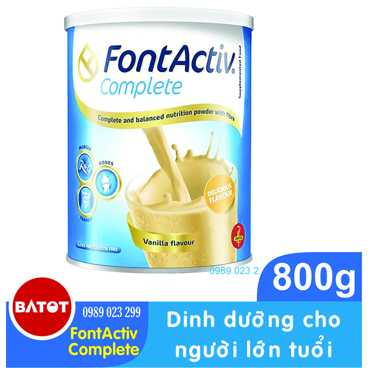 Sữa bột FontActiv Complete 800g - Date 02/11/2025, Bổ sung dinh dưỡng cho người già, ốm yếu, mệt mỏi