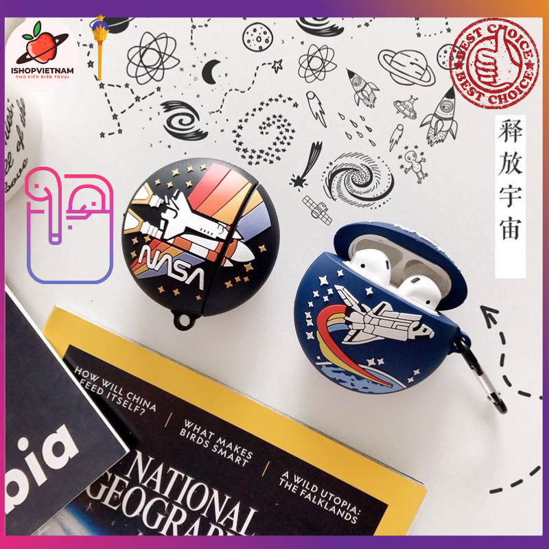 🚀 Bao airpod 🚀 Vỏ tai nghe airpod hình vũ trụ nasa cho Airpod 1, 2, Pro
