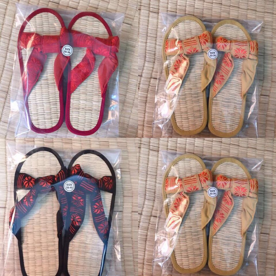 [HCM]Dép Quế Chiếu Cói Quai Nơ Thổ Cẩm Mang Trong Nhà (Giao Ngẫu Nhiên)