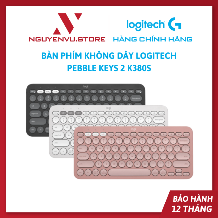 Bàn phím Bluetooth Logitech K380s Pebble 2 - Đa thiết bị, Phím tắt tùy chỉnh, Mỏng nhẹ, Easy-Switch - Hàng chính hãng