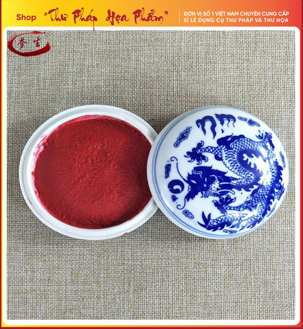 Mực dấu Chu Sa hũ sứ thư pháp họa phẩm