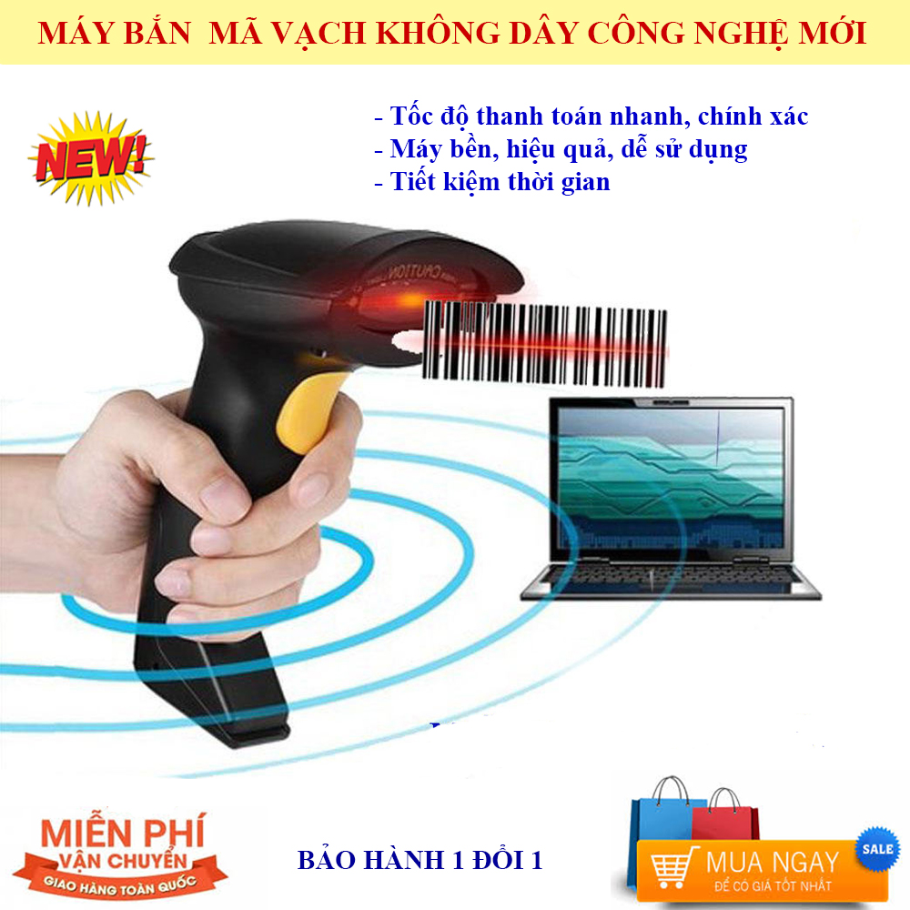 Máy Bắn Mã Vạch, Máy Quét Mã Vạch Không Dây Cao Cấp, Máy Quét Mã Vạch. Máy Scan Cực Nhanh, Quét Mã Vạch Hàng Hóa,, Nhỏ, Gọn, Tiện Dụng, Công Nghệ Laser Tiên Tiến ,Nhanh Chóng , Hiệu Quả- Chính xác , Tiết Kiệm. Bảo Hành 1 Đổi 1 , Hãy Mua Ngay 2