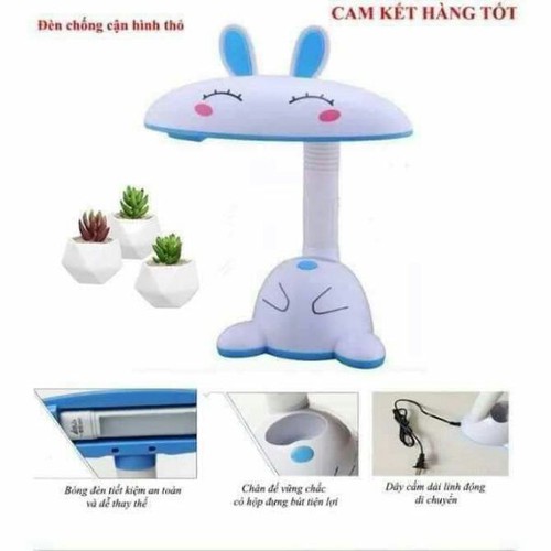 Đèn học hình thỏ có ống cắm bút,Đèn học chống cận hình tai thỏ