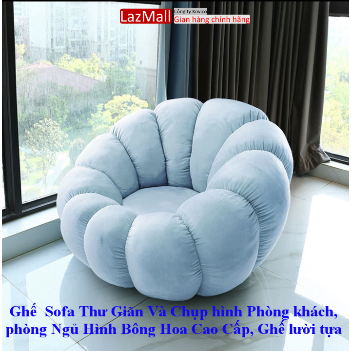 Ghế Sofa Thư Giãn Và Chụp hình Phòng khách, phòng Ngủ Hình Bông Hoa Cao Cấp, Ghế lười tựa lưng đệm bông hình bông hoa
