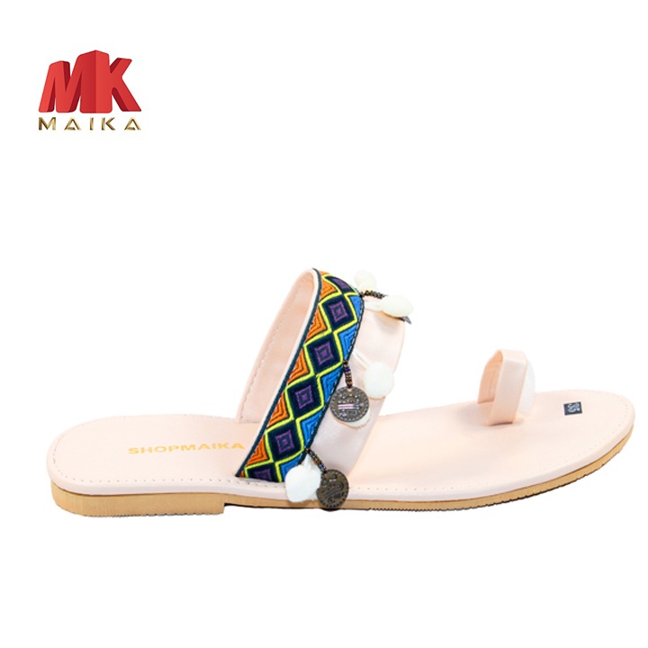 Dép Quai Ngang Xỏ Ngón Thời Trang S125 Kem MK MAIKA