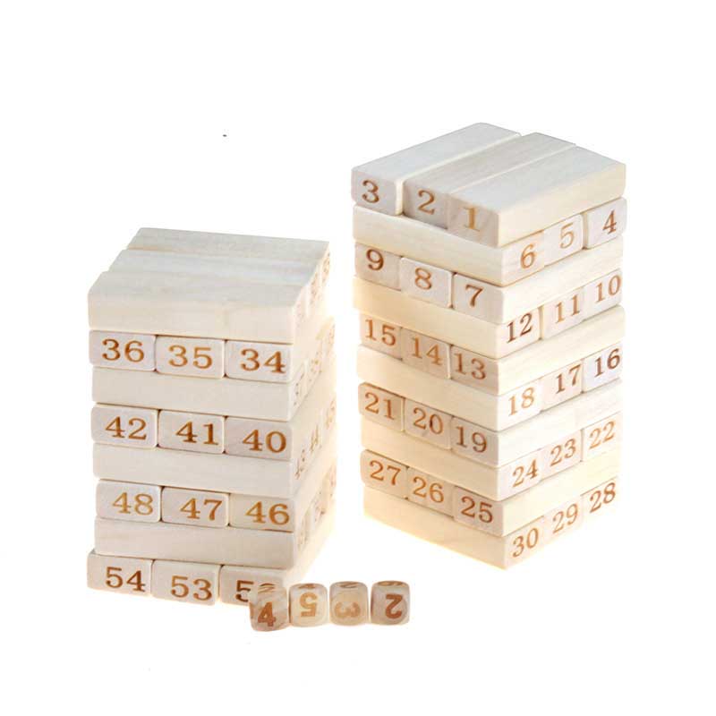 Bộ đồ chơi rút gỗ Jenga Wooden Blocks loại tốt 54 thanh