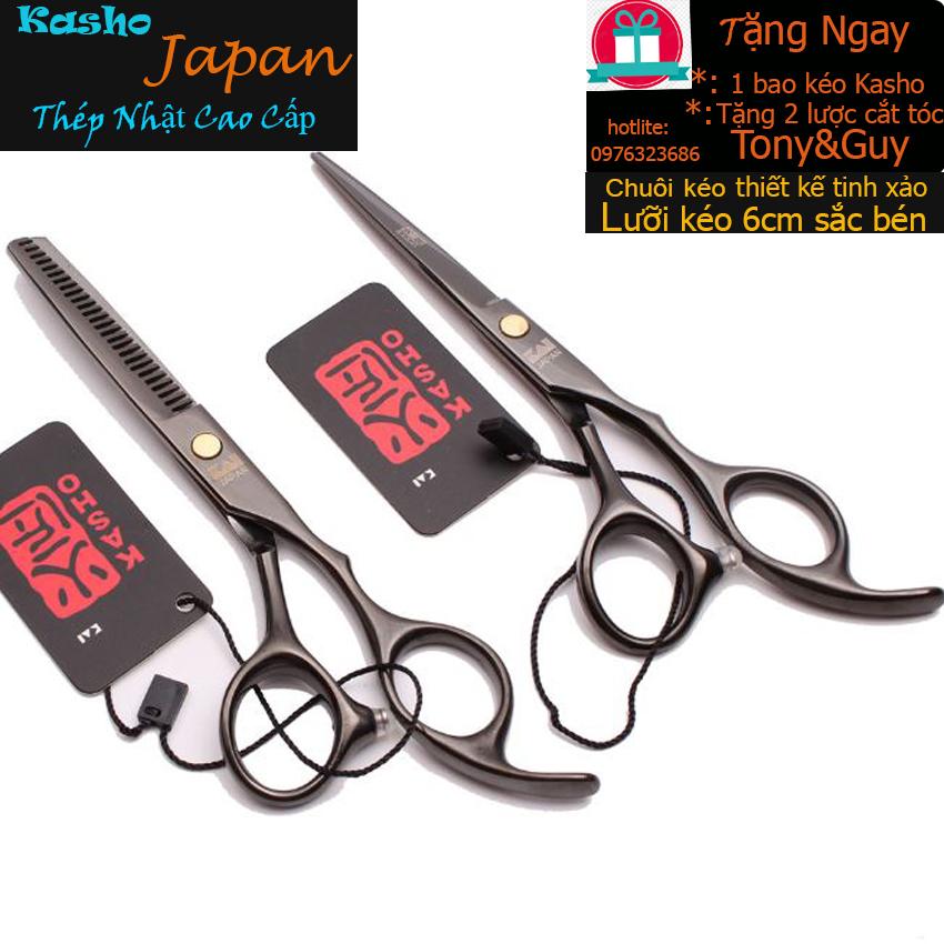 Bộ 2 kéo cắt tóc KASHO 01 tặng bao kéo Kasho và 2 lược Tony&Guy chịu nhiệt cao cấp trị giá 129k