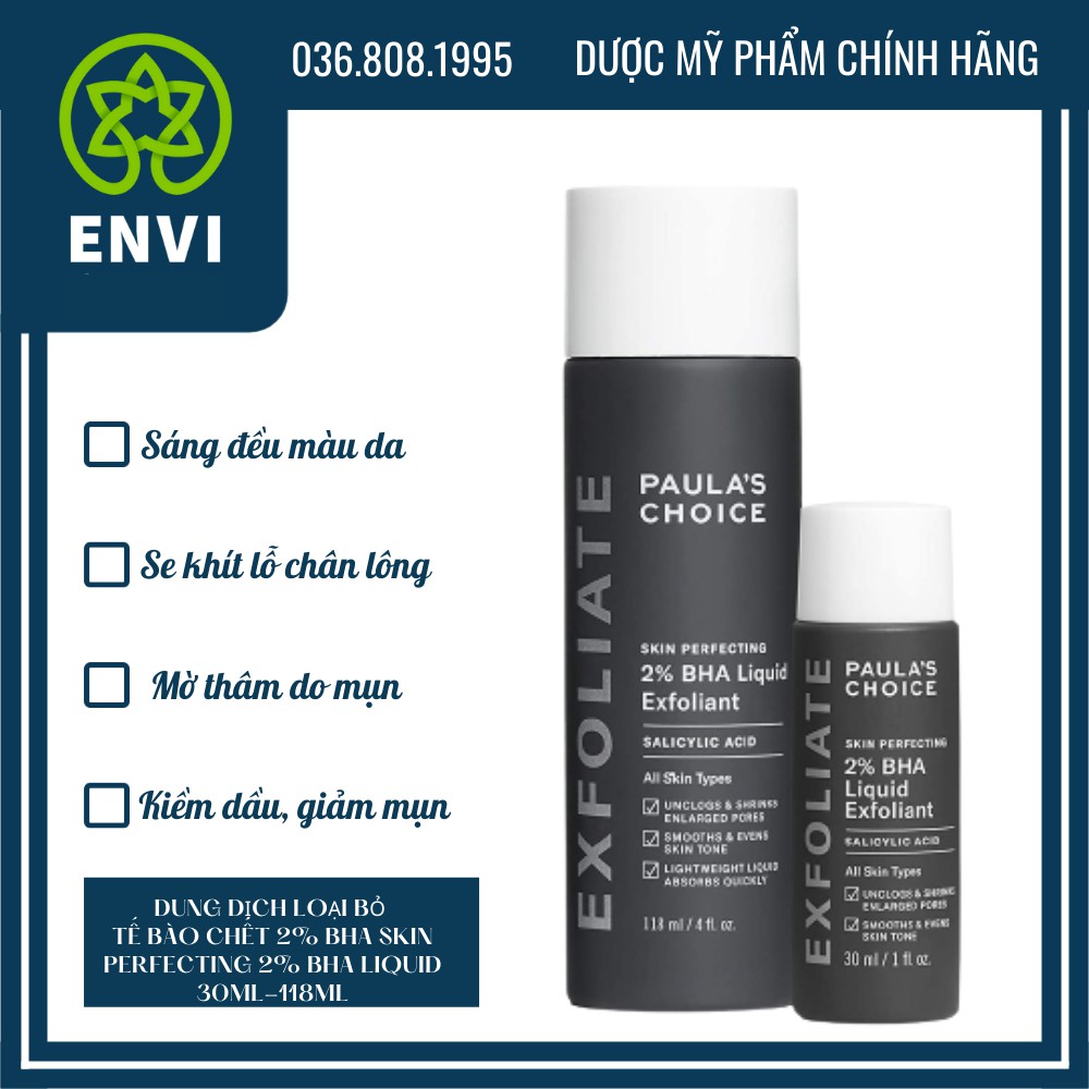 Dung dịch loại bỏ tế bào chết 2% bha skin perfecting 2% bha liquid 118ml