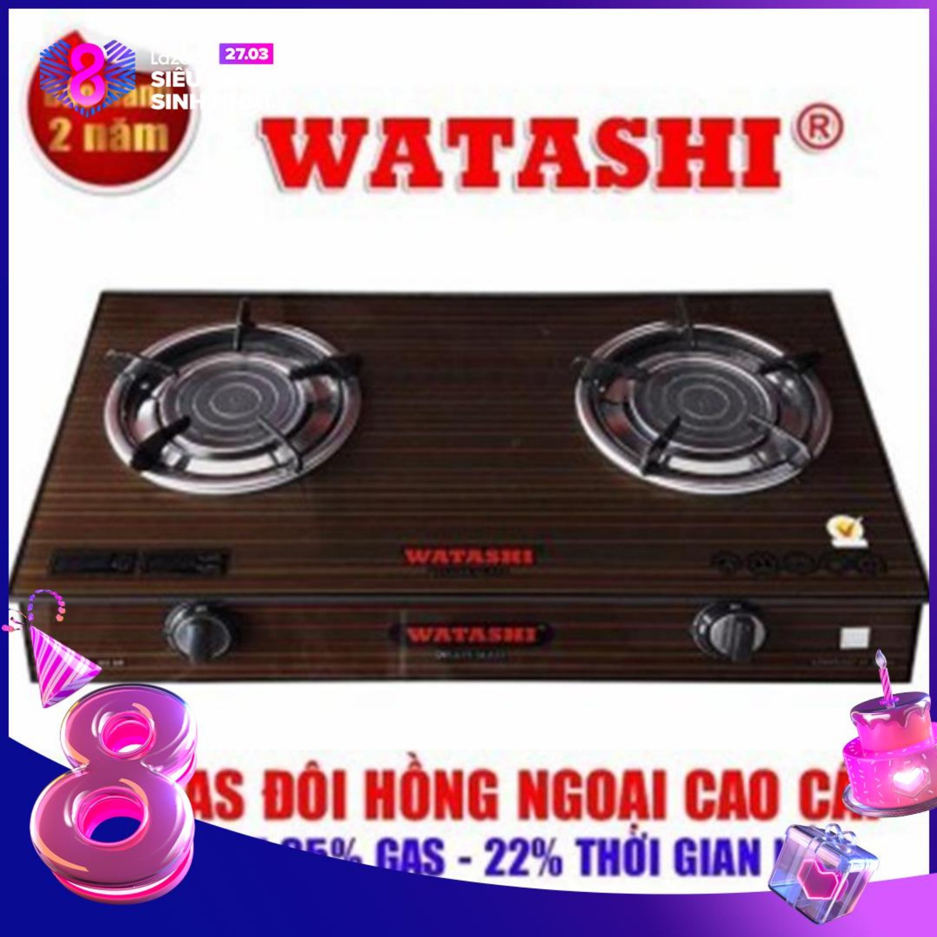 Bếp Gas Đôi Hồng Ngoại Cao Cấp WATASHI WA-468BM Tiết Kiệm Gas