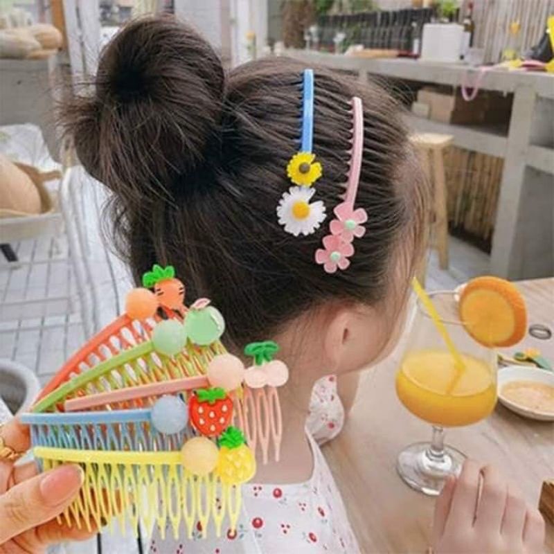 Bờm xược cài tóc đính hoa hàn quốc- Bờm cài tóc- Lược chải tóc