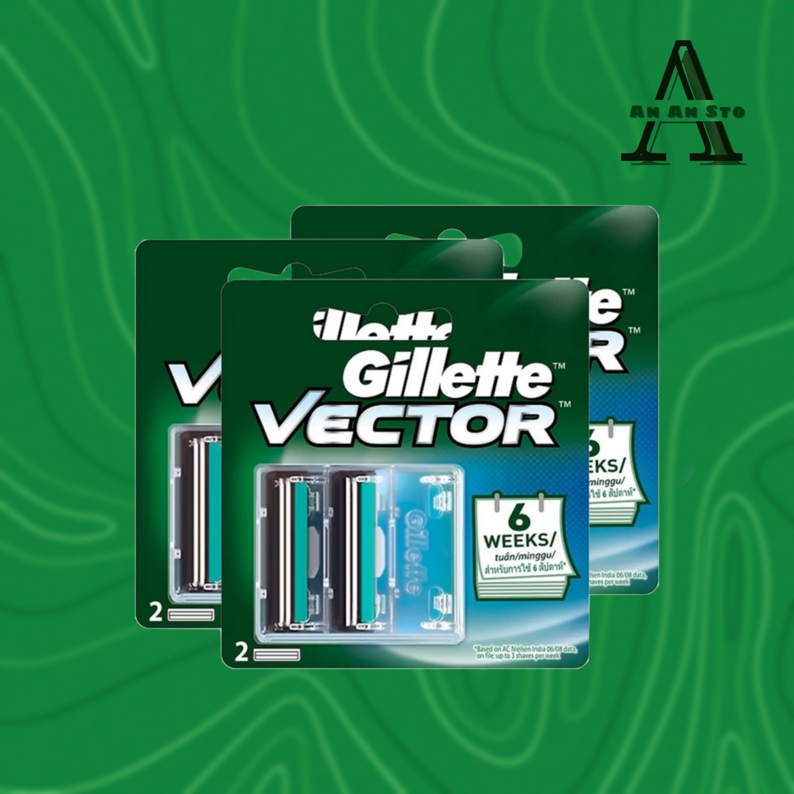 Set 2 lưỡi dao cạo râu đôi gillette vector