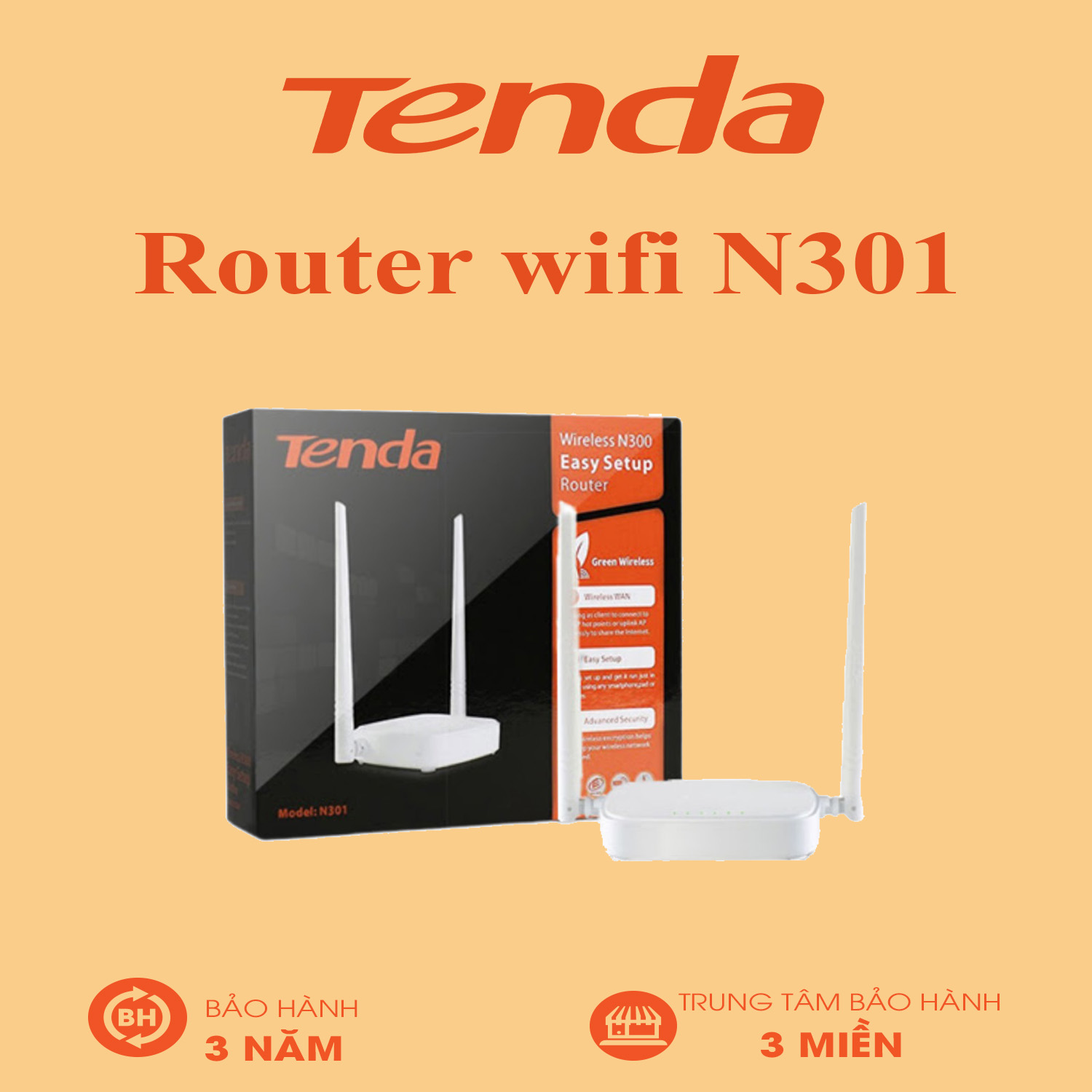 Tenda n301 - router wifi chuẩn n tốc độ 300mbps - bảo hành 36 tháng