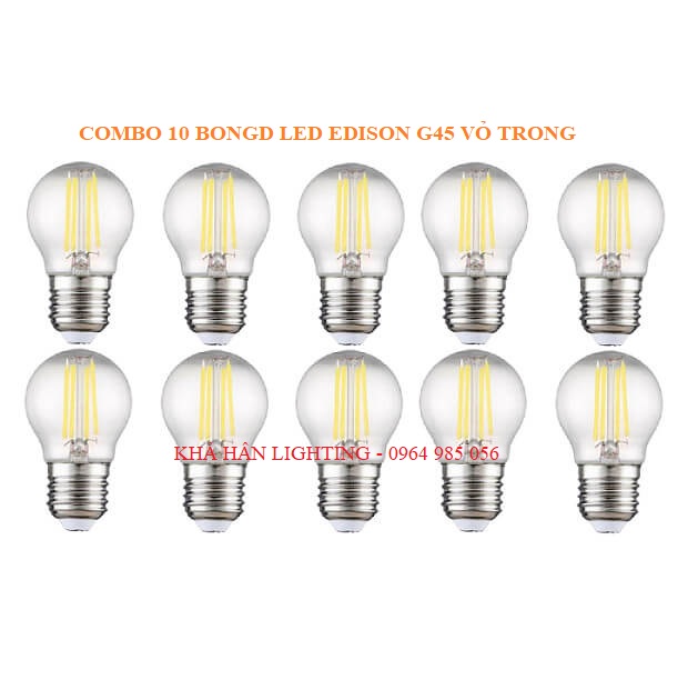 Combo 10 bóng đèn led edison g45 vỏ trong công suất 4w - đèn khả hân bóng đèn led, bóng led trang trí ngoài trời, bóng đèn decor