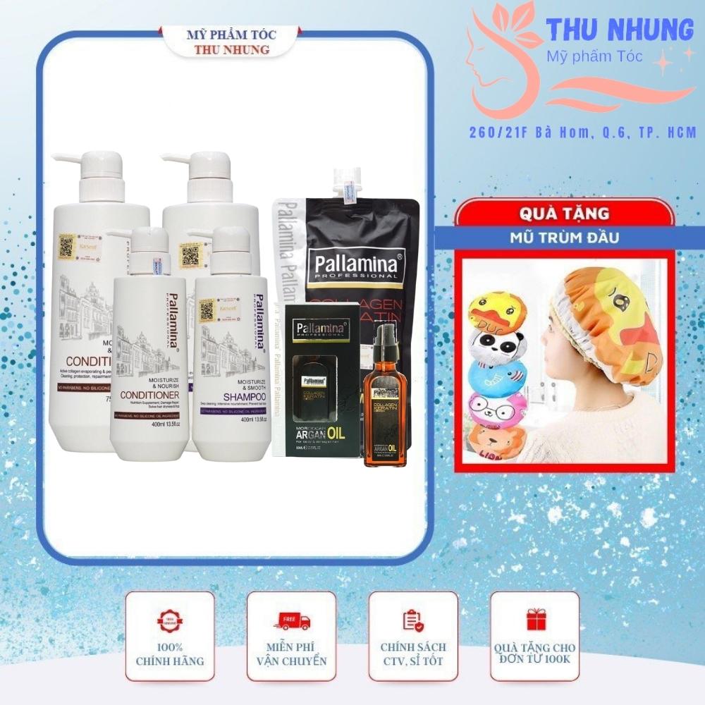 [+Tặng mũ trùm][Chính hãng] Bộ dầu gội xả hấp dưỡng Pallamina Collagen Keratin phục hồi siêu mượt tóc