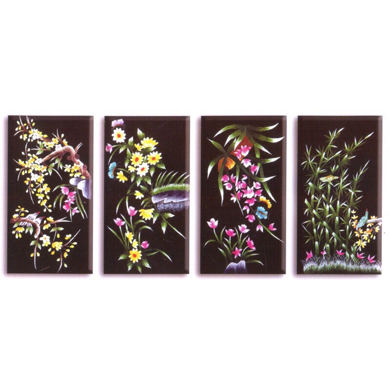 Tranh thêu chữ thập tứ quý 222491 kt 34x56x4 cm chưa thêu