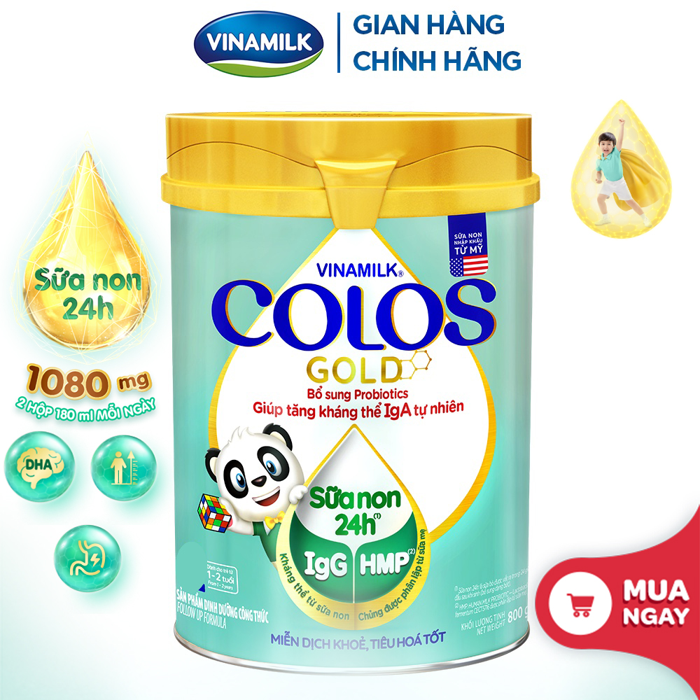 Sữa bột Vinamilk ColosGold 1 800g -  Sữa non 24h cho Miễn dịch khỏe, Bé lớn nhanh.
