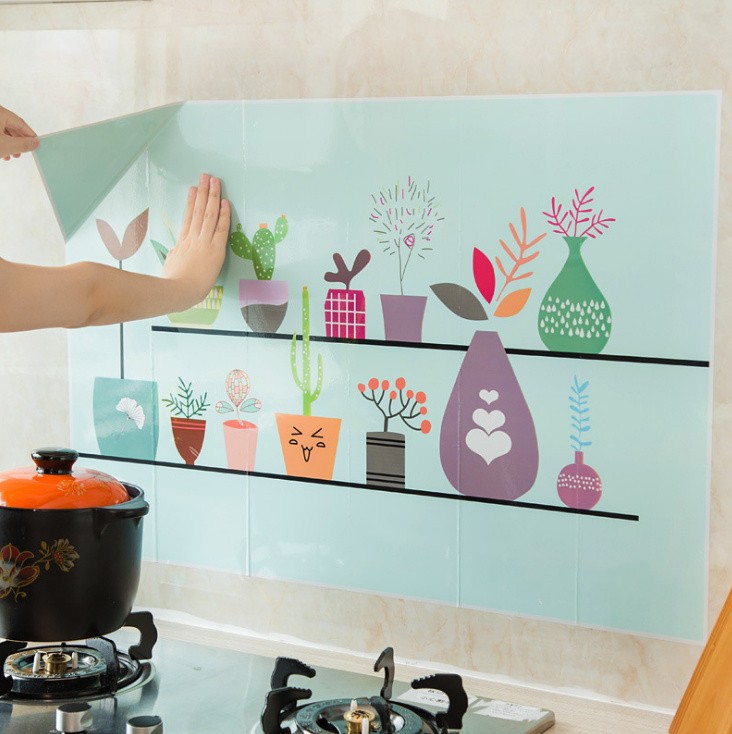 Decal giấy dán tường Dán Bếp, Kích thước 50 x 75 cm, chất liệu cách nhiệt, chống thấm dầu mỡ, không thấm nước; chịu nhiệt tốt - Giấy dán tường, giấy dán nhà bếp, giấy dán chống nhiệt, giấy dán tường 3D, giấy chống bắn dầu