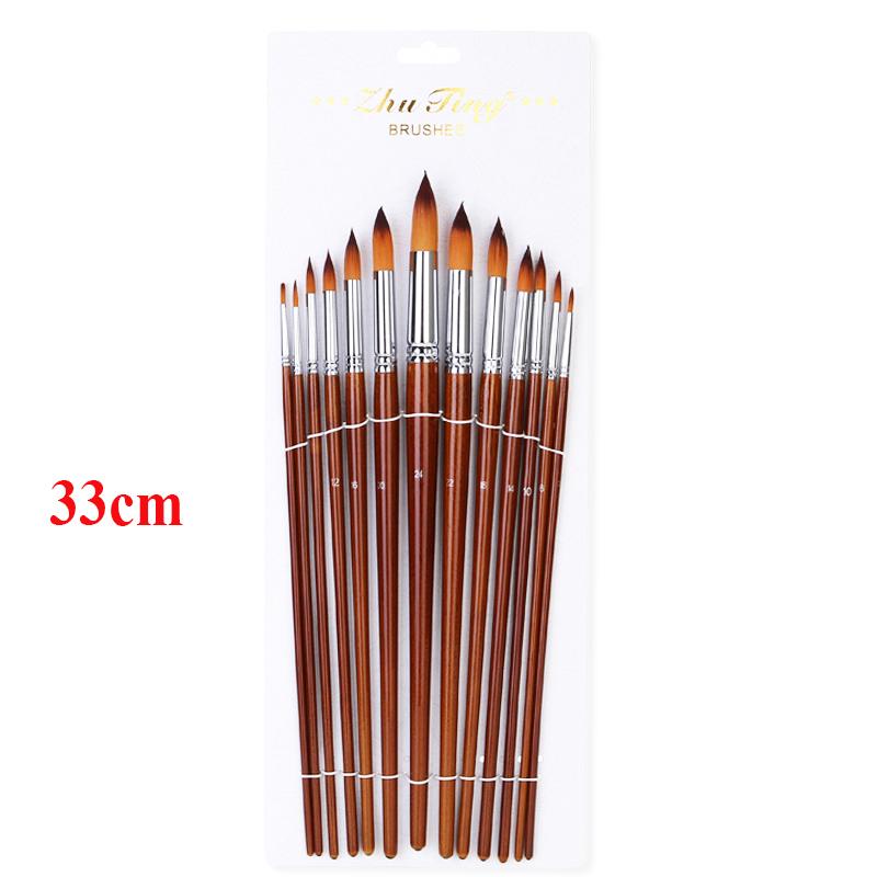 Cọ Vẽ Màu Acrylic, Sơn Dầu, Màu Nước, Tranh Tường Dài 33Cm ,Set 13