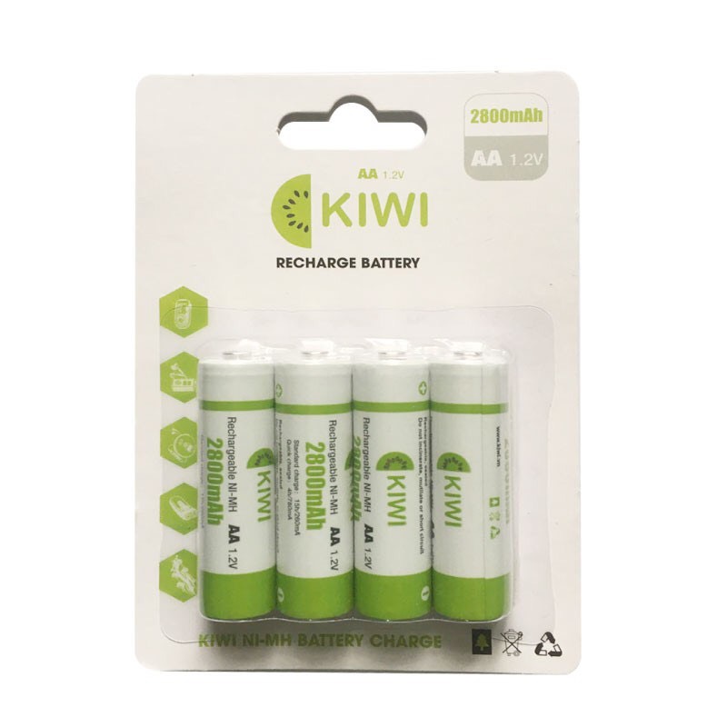 Combo 4 pin sạc Kiwi AA 2800mAh và sạc pin đa năng Kiwi R4- hàng chính hãng