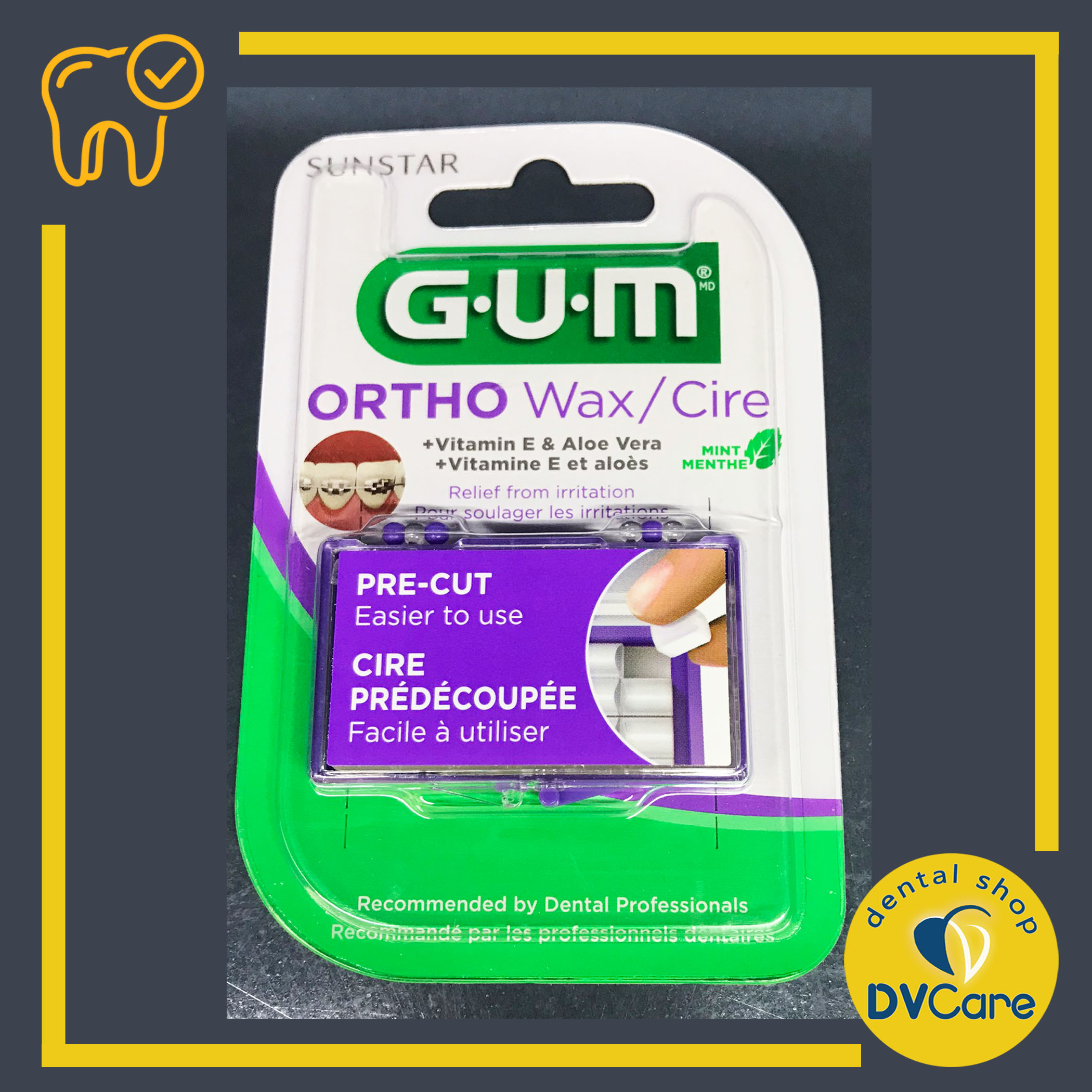 Sáp nha khoa giảm đau chỉnh nha niềng răng - GUM ORTHO WAX PRECUT MINT [dvcareshop]