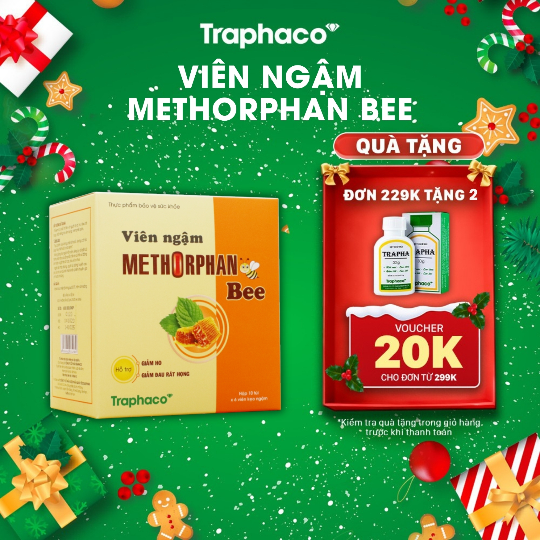  TPBVSK Viên Ngậm Methorphan Bee  - Hỗ Trợ Giảm Ho Giảm Đau Rát Họng Viêm Họng Khản Tiếng Viêm Phế Quản 