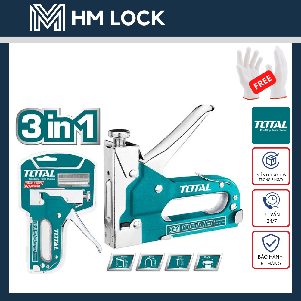 Kìm bấm ghim đa năng 3 trong 1 total - hàng chính hãng - tht31143