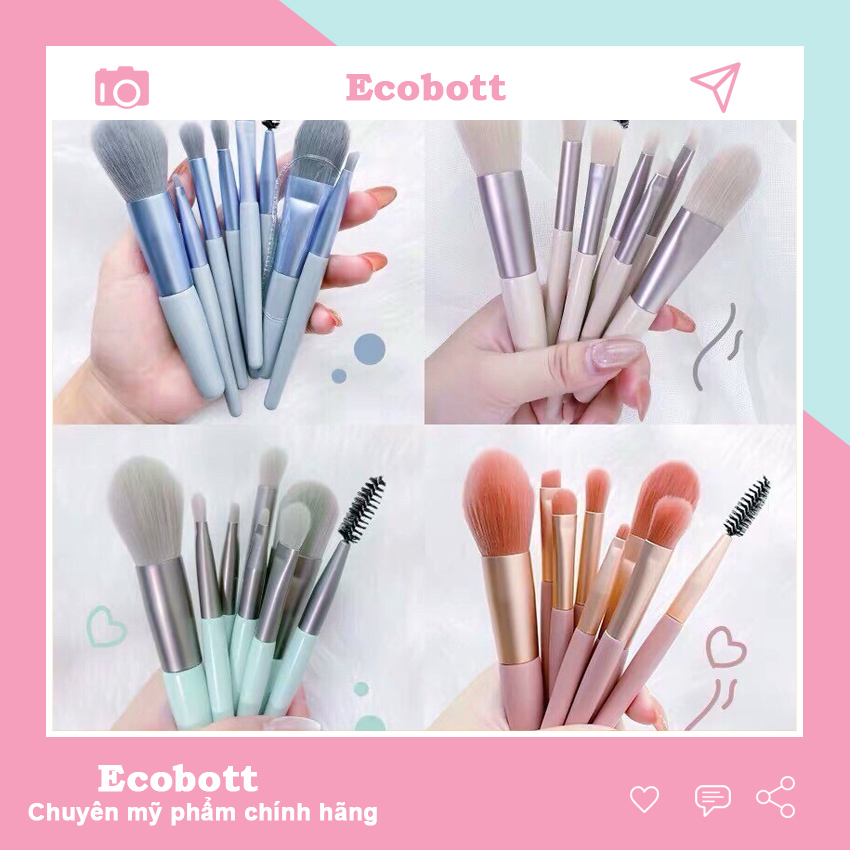 Cọ trang điểm lông mềm nội địa trung cute chuyên nghiệp 8 cây Fix Ecobott