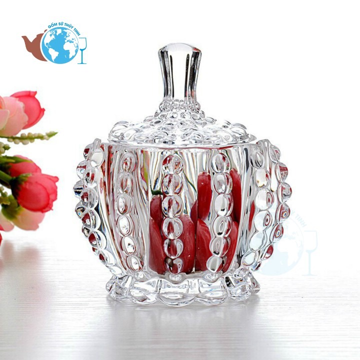 Thố mứt thủy tinh cao cấp khía deli dst1028