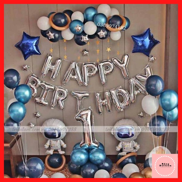 Set bóng bay trang trí sinh nhật phi hành gia cho bé trai BT7  Trang trí sinh nhật rẻ đẹp