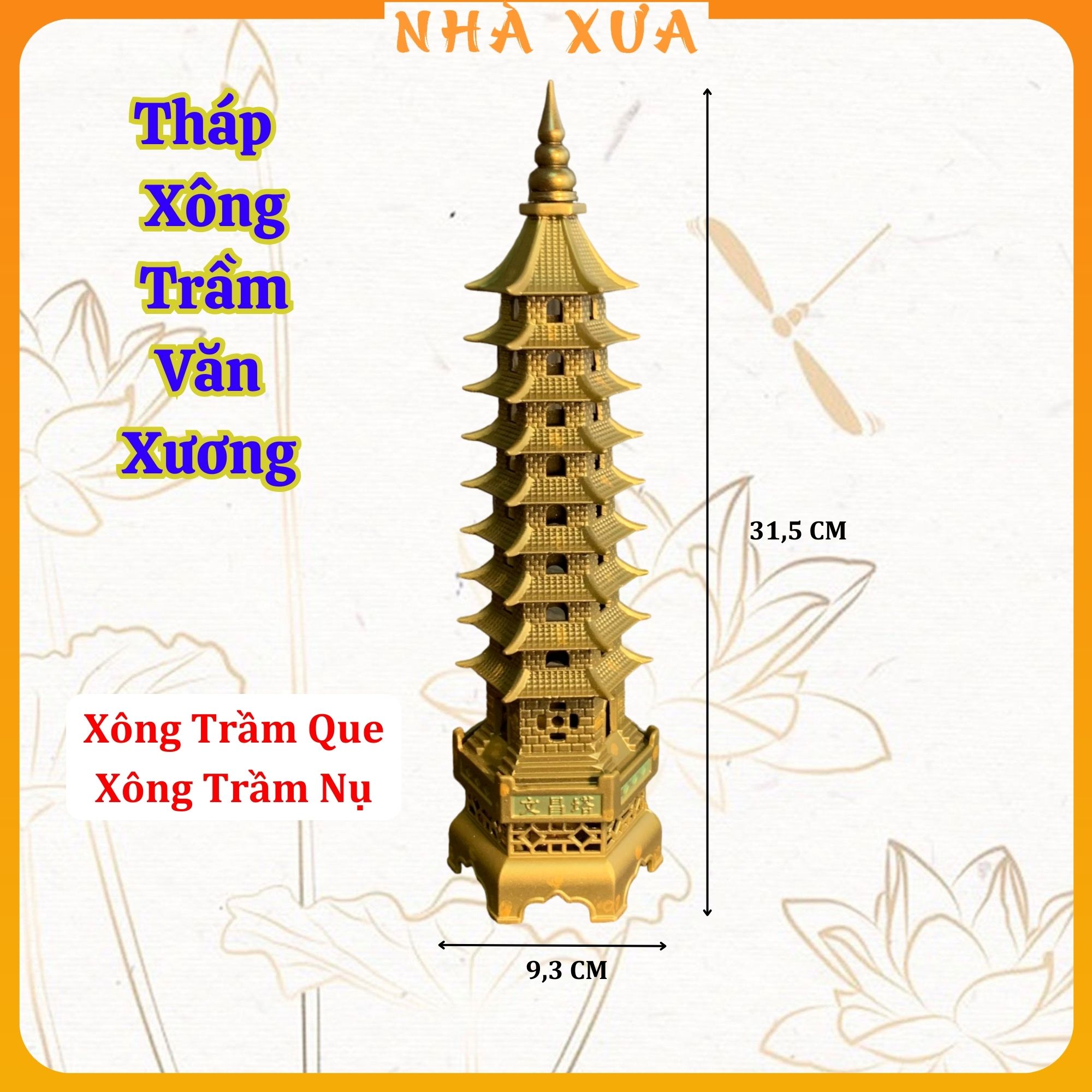 Tháp văn xương xông trầm 9 tầng cầu công danh sự nghiệp nhà xưa