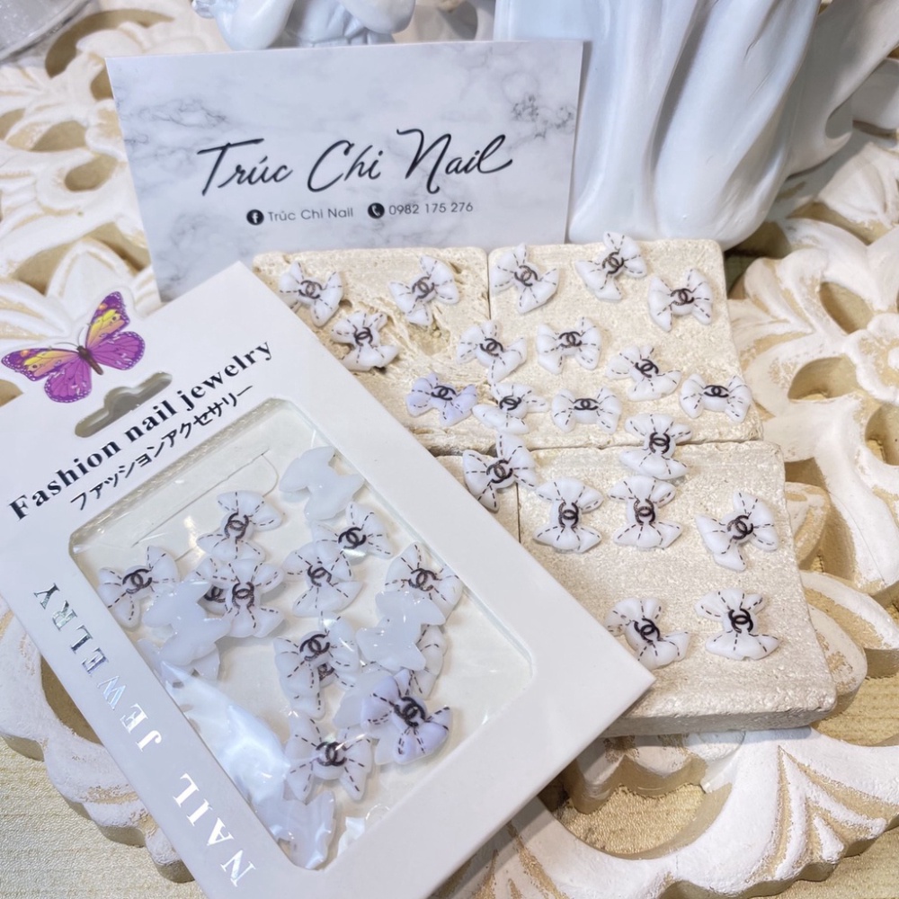 Túi charm nơ 12 trang trí móng làm nail mi spa phun xăm shopinail