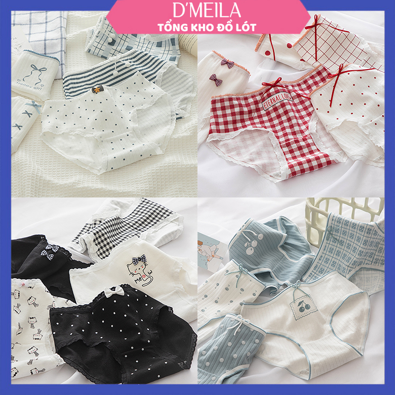 Combo 5 quần lót nữ cotton thiết kế thời trang, Set 5 quần chíp nữ lót kháng khuẩn D'MEILA