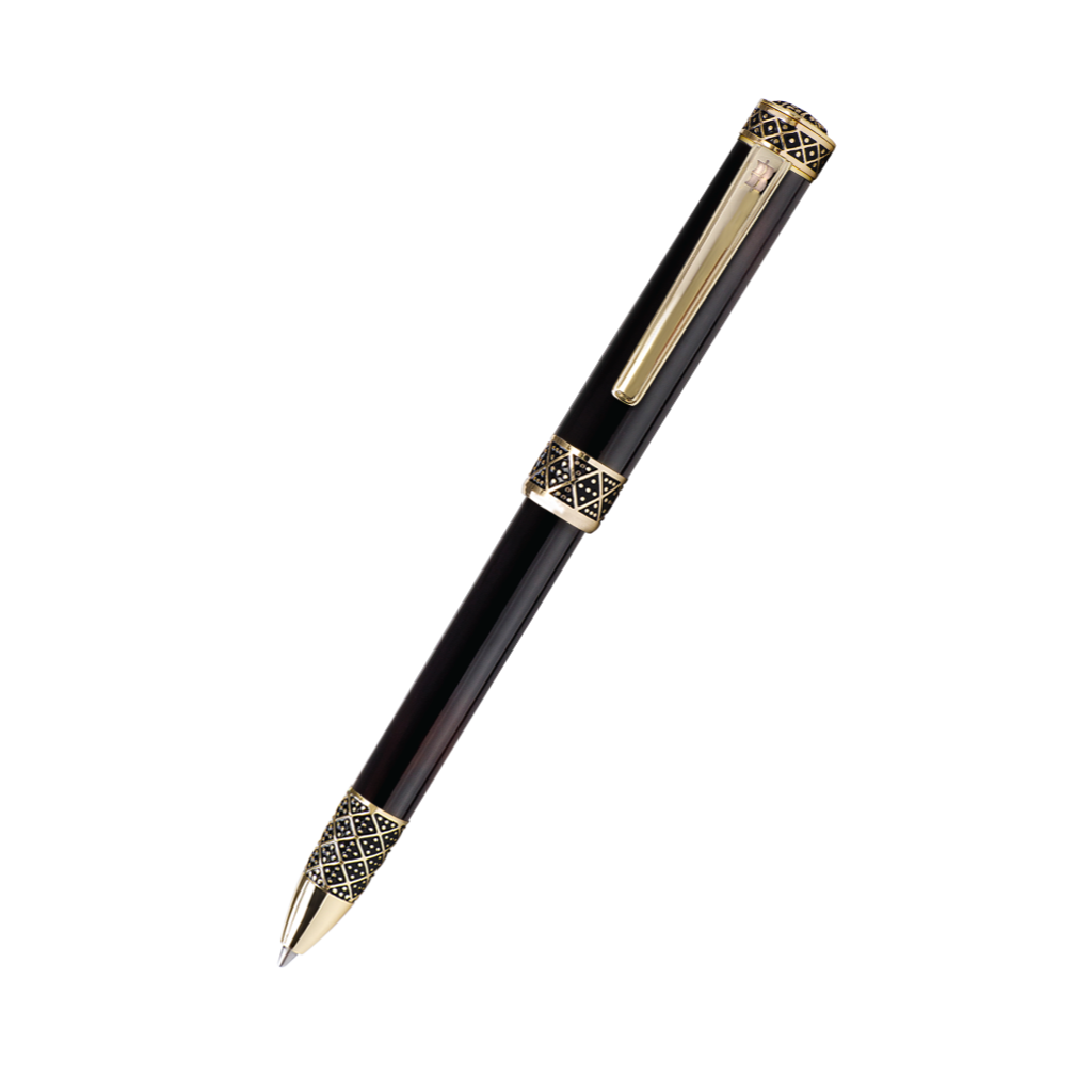 Bút Ký Cao Cấp BLUSAIGON Champion Classique - Bút Bi Sừng Đen Châu Phi - Mạ Titanium Gold