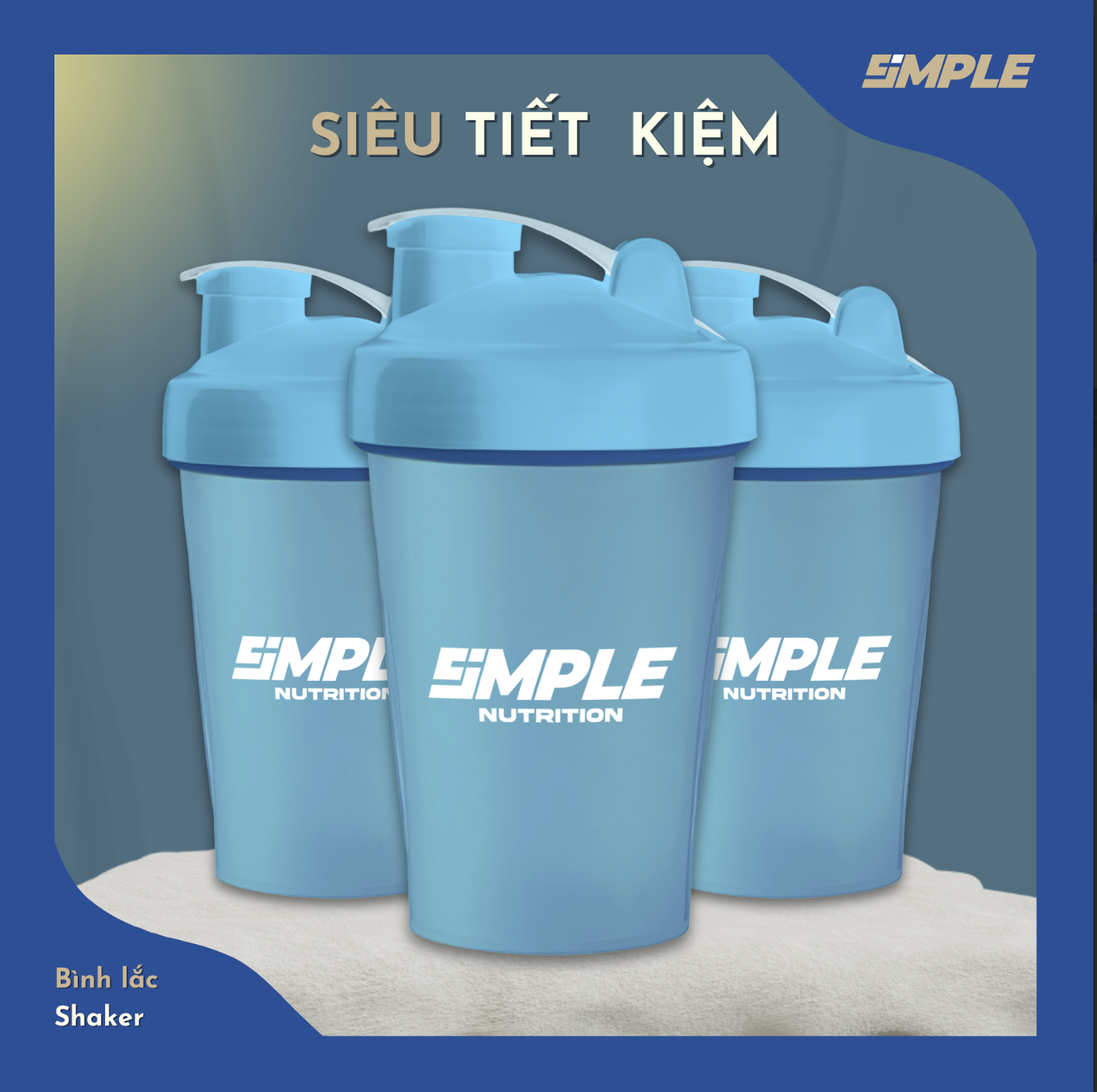 Bình lắc shaker, bình đựng nước thể thao tập gym Simple Nutrition đựng protein