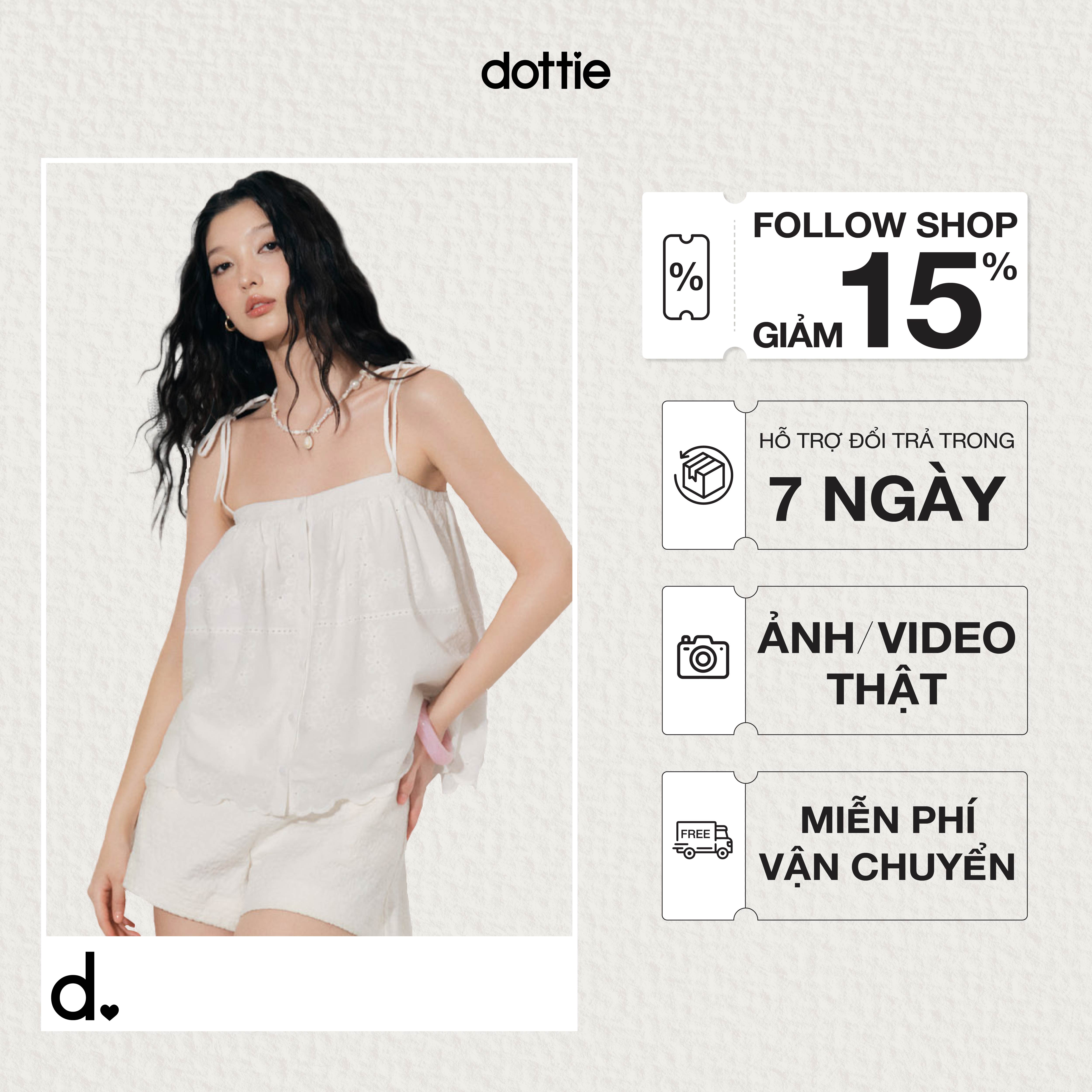 DOTTIE - Áo hai dây vải eyelet - Trắng - T1081
