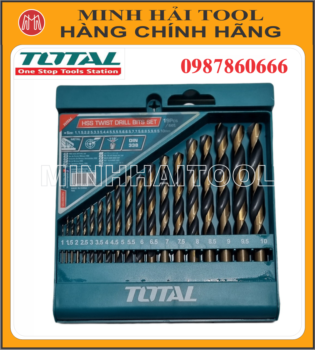 Bộ 19 mũi khoan kim loại hss total tacsd0195