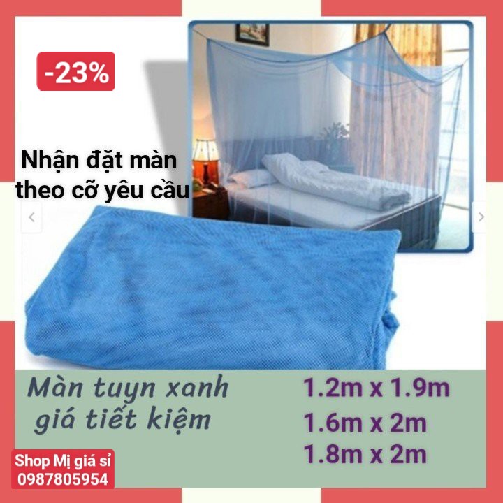 Mùng Tuyn, Màn Tuyn Xanh Biển Loại Tiết Kiệm Lưới Dày Cao 1.7m Có Đủ Size, Mùng Tuyn Chống Muỗi, Màn Tun Chống Muỗi 1.2m*1.9m / 1.6m*2m / 1.8m*2m