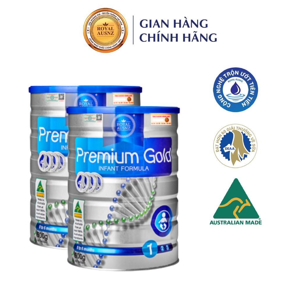 Combo 2 Hộp Sữa Bột Hoàng Gia Úc Premium Gold Số 1 Bổ Sung Vitamin, Khoáng Chất Cho Trẻ ROYAL AUSNZ (400g-900g)