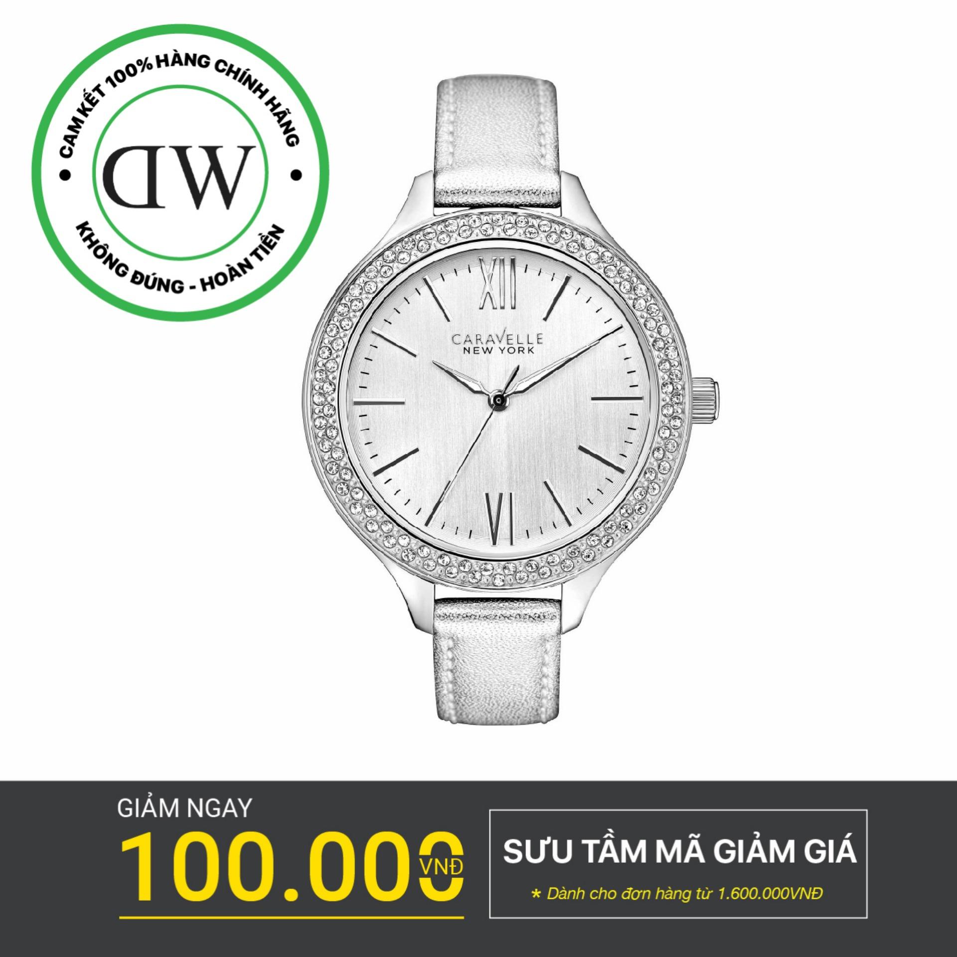 Đồng hồ nữ dây da caravelle 43i167 36mm - bạc