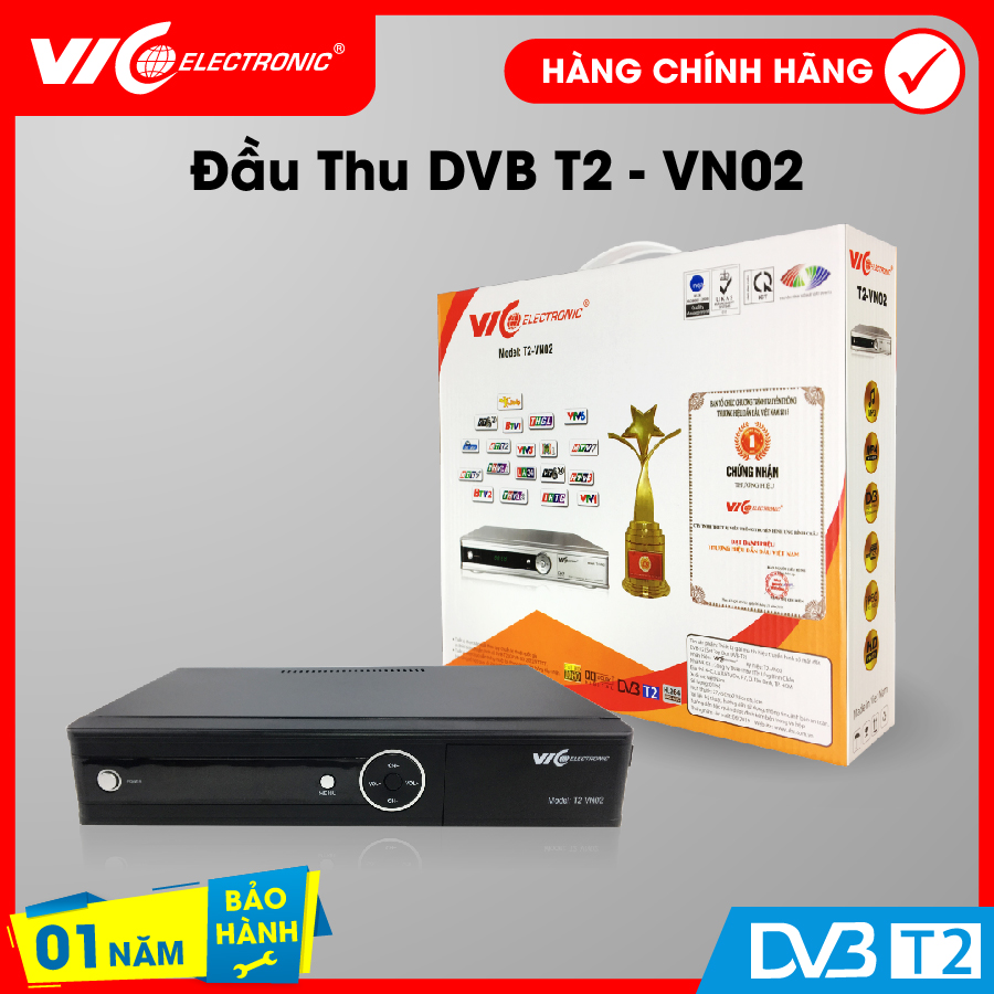 [HCM]Đầu thu kỹ thuật số mặt đất VN02 VIC Electronic thu kênh truyền hình miễn phí bảo hành 12 tháng