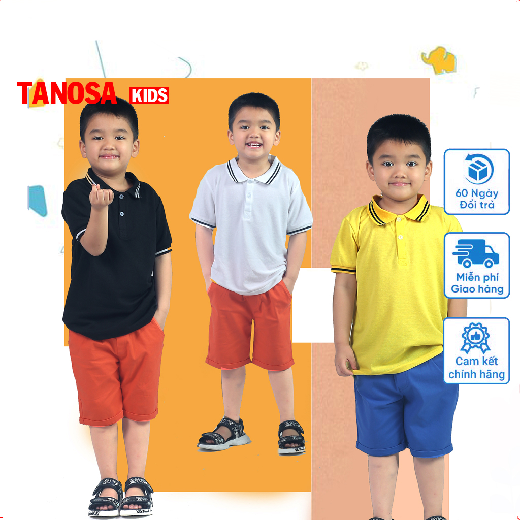 Áo Polo trơn đủ các màu cho bé trai  TANOSA 8-25kg - Áo thun polo cổ viền cho bé